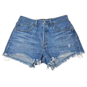 Levi’s 501 High Rise Cut Off Jean Shorts Medium Wash Women’s Size 30 Button Fly